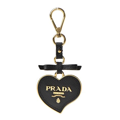 prada saffiano leather heart keychain|PRADA Saffiano Heart Keychain Charm Nero Black.